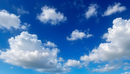 Expansive Blue Sky & Dynamic White Clouds. Perfect Day Outdoor Background, Scenic View.
