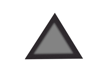 Black triangle made from paper cut into a triangle shape on a transparent background
