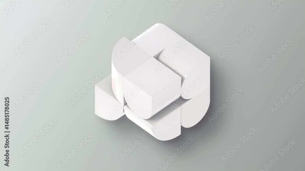 Poster Seamless white animated background with optical illusion effect. Perfect for motion backgrounds, UI design or minimal style visual branding. 3d rendering 4K