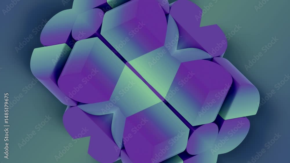 Aufkleber Digital loop animation with colored figures in an Op Art style. Rhythmic transformations of the pattern create a hypnotic visual effect and emphasize the depth of the composition. 3d rendering 4K