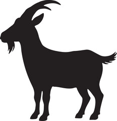 Goat silhouette vector on white background