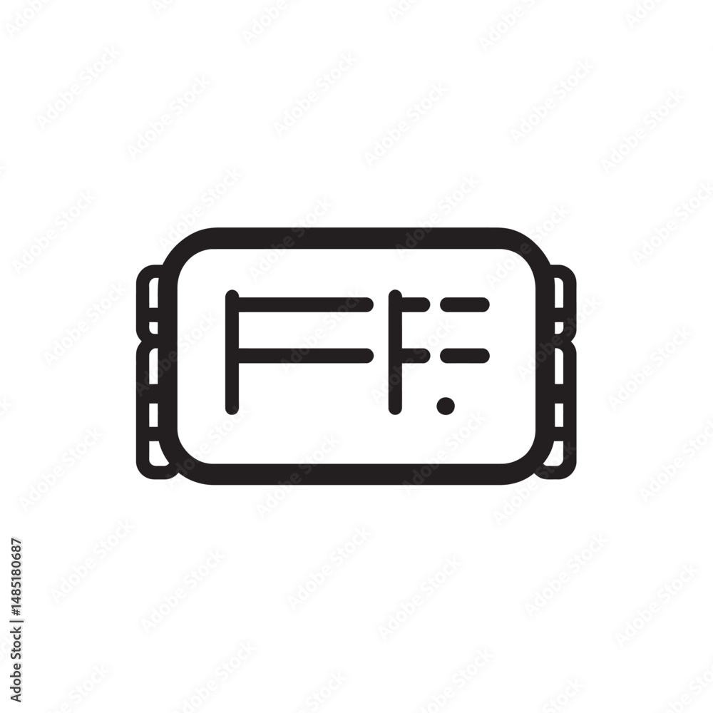 Aufkleber icon portrays a black rectangular form containing abstract glyphs on a transparent background