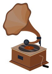 Vintage Gramophone Antique Phonograph with Horn Speaker Illustration