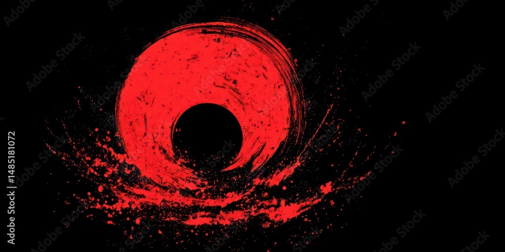 Poster abstract circular design with red splatter effects