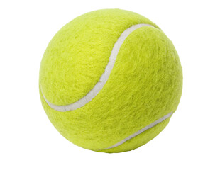 Bright Yellow Tennis Ball Isolated Close-up Picture With PNG, Transparency and JPEG Background