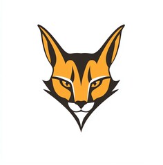 Obraz premium Intense Gaze of a Caracal A striking minimalist design featuring the wild cats head against a white backdrop.