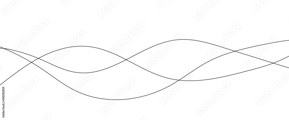 Poster thin wavy line abstract background. abstract black lines wave curve motion on white background.
