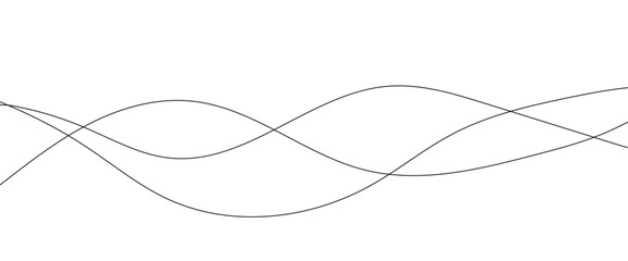 Thin wavy line abstract background. Abstract black lines wave curve motion on white background. 