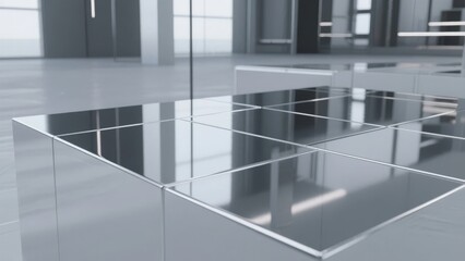 Obraz premium Modern Glass Table in a Minimalist Interior
