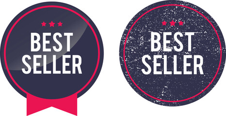 Best Seller Badges - Shiny and Distressed Style | Vector Seals for Product Promotion, Online Store, E-Commerce and Marketing