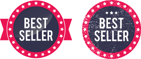 Best Seller Round Badge Set | Clean and Grunge Style Product Labels for E-commerce, Advertising and Sales Promotion