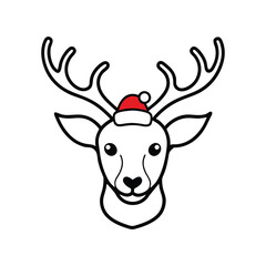 Cute Christmas Reindeer Head Vector Illustration