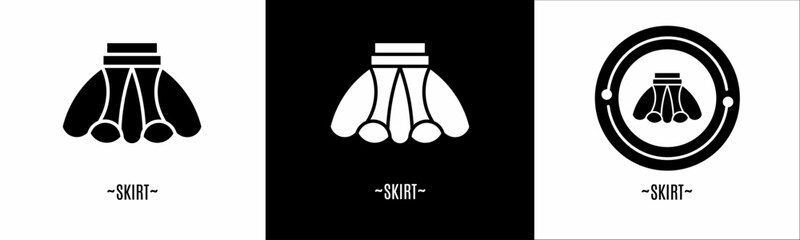 Skirt logo set. Collection of black and white logos. Stock vector.