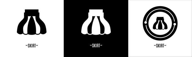 Skirt logo set. Collection of black and white logos. Stock vector.