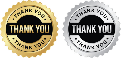 Thank You Gold and Silver Seal Medals | Appreciation and Gratitude Badges for Customer Loyalty Programs, Employee Recognition, and Business Marketing