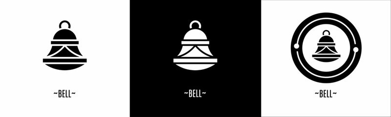 Bell logo set. Collection of black and white logos. Stock vector.