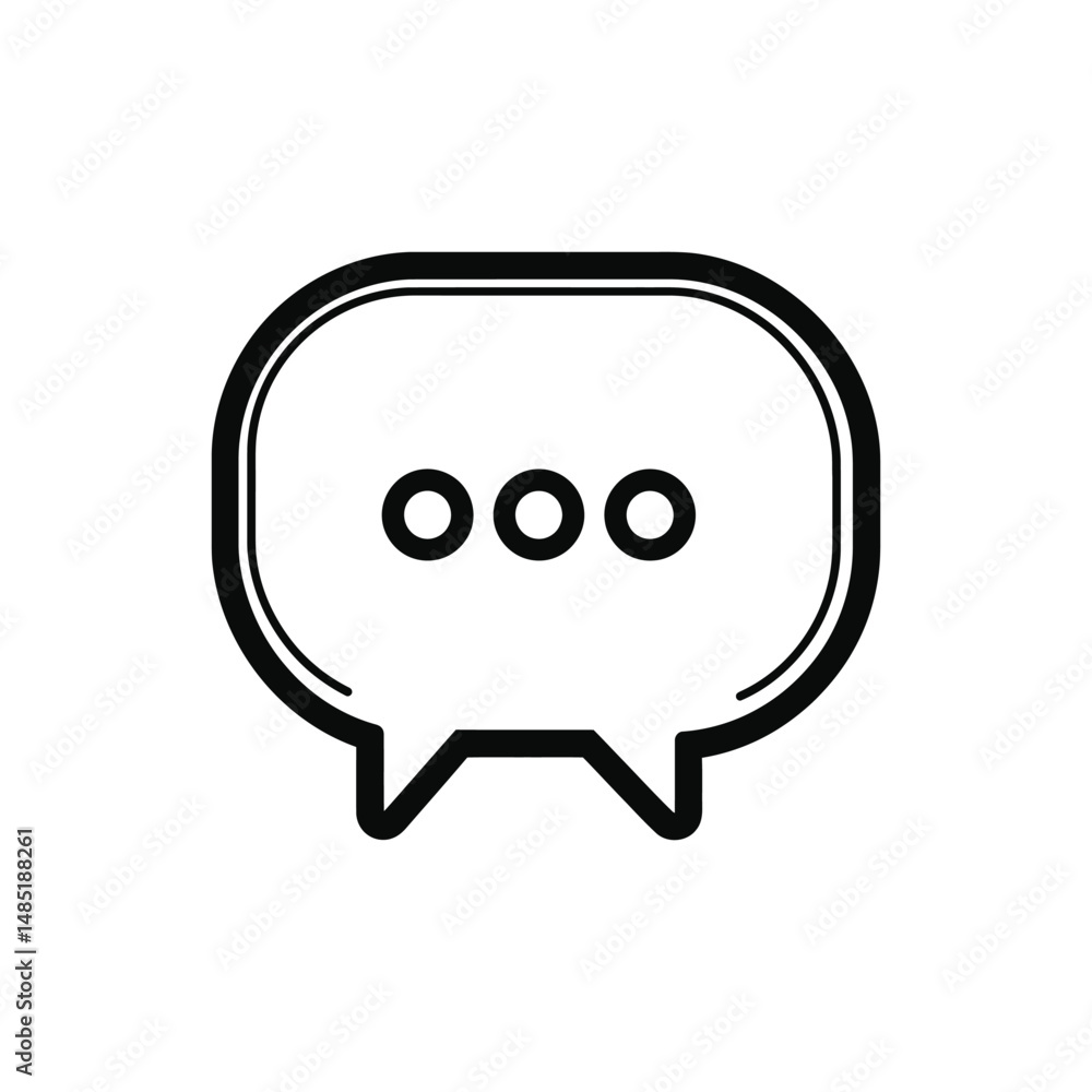 Poster isolated black and white speech bubble with three circles symbolizes communication and message conce
