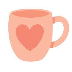 Peach colored mug with pink heart, perfect for love themed designs, gifts and prints.