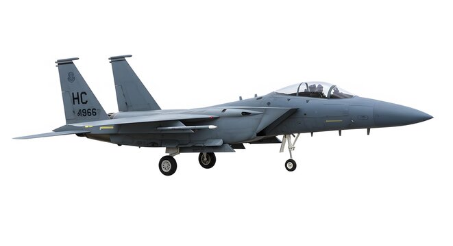 F 15 fighter jet plane isolated on white background