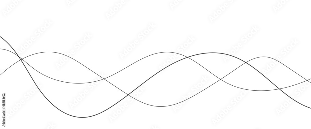 Poster thin wavy line abstract background. abstract black lines wave curve motion on white background. vect