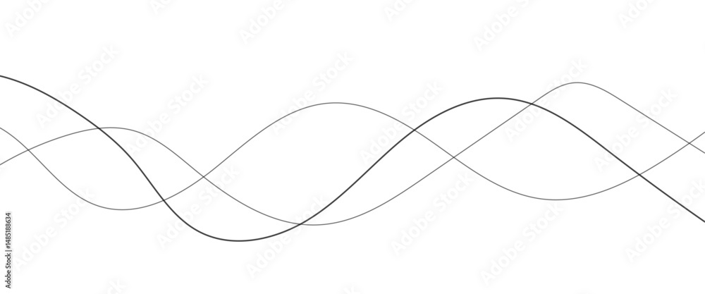 Poster thin wavy line abstract background. abstract black lines wave curve motion on white background. vect