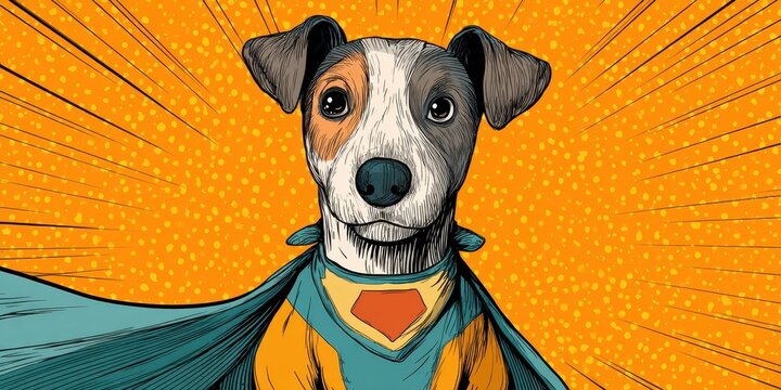 A spirited canine hero in vibrant comic style.