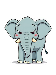 Naklejka premium Cartoon styled angry elephant baby illustration isolated on white