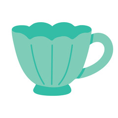 Delicate mint green mug shaped like a flower, great for tea, prints and cozy decor.