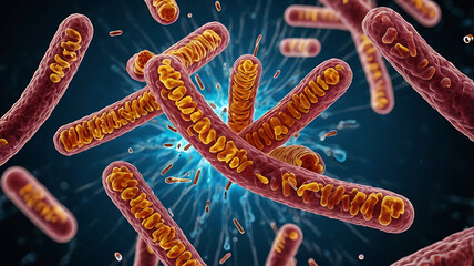 High-resolution image of Clostridium difficile toxins interacting with gut epithelial cells, illustrating the bacterial attack mechanism causing intestinal damage and infection.