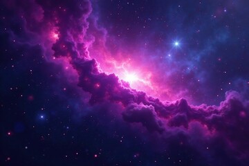 Fototapeta premium Mysterious purple nebula on a black background Cosmic dust and gas swirl in vibrant shades , cosmic, light, universe
