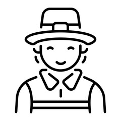 A line style icon of pilgrim costume