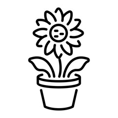 An outline style icon of flowerpot