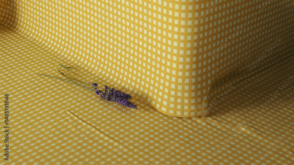Aufkleber yellow and white checkered fabric with a folded corner creating a textured background