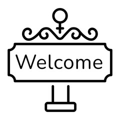 A linear style icon of welcome sign