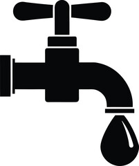 Faucet With Drop Icon Vector Illustration