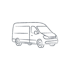 line vector illustration of a minibus. hand-drawn minibus. minibus side view.