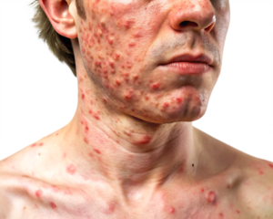 skin allergy rash dermatitis texture on white background, PNG