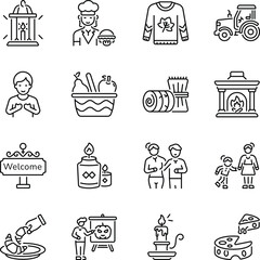 Pack of Celebration Line Style Icons 

