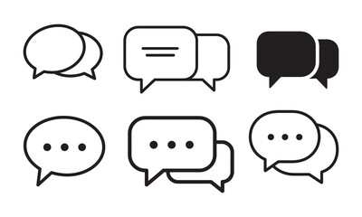 Black and White Speech Bubble Line Art Icon Minimalist Chat Balloon Vector for Apps and Websites