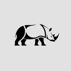Bold Silhouette of a Rhinoceros, Perfect for Logos or Wildlife Design.