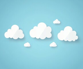 White Paper Clouds on a Light Blue Background