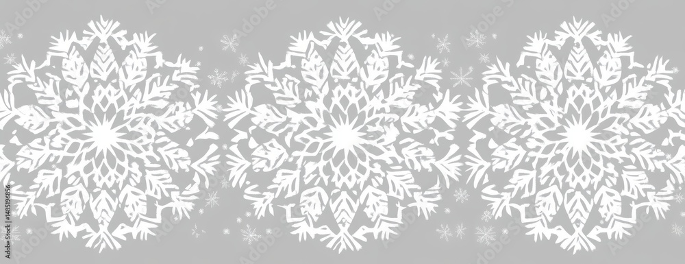 Poster white snowflake pattern on gray background