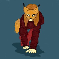 quadrobist girl kid fox walking 