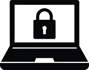 laptop lock icon vector illustration