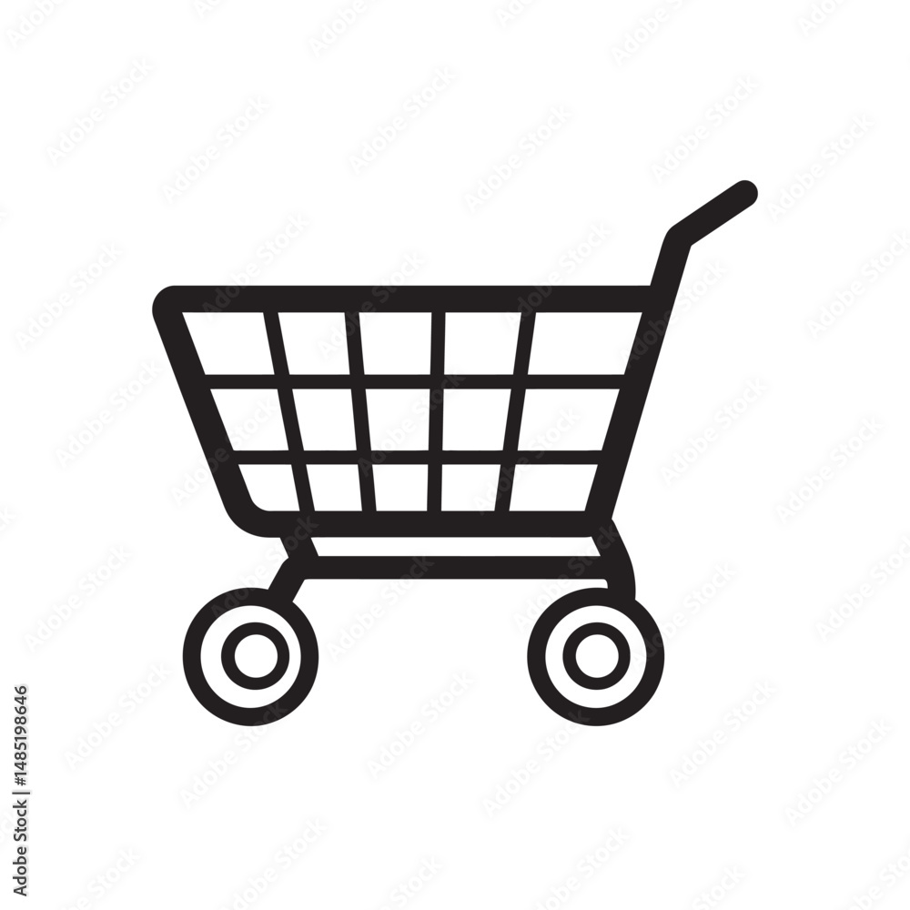 Poster isolated black shopping cart offers a simple yet effective minimalist design element for various app