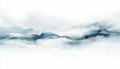 Abstract Blue and Grey Watercolor Landscape Painting