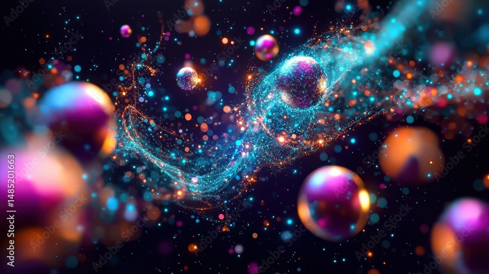 Poster a surreal neural network visualized as interconnected galaxies, rare computing