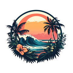 Sunset Ocean Wave Tropical Paradise