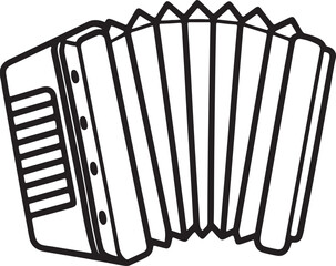 Piano accordion line art, black outline, vector and illustration, coloring book page line art drawing