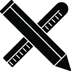 Pencil and Ruler Icon Vector Illustration